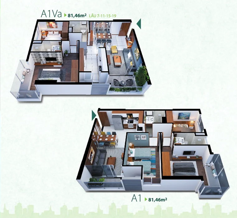 thiết kế căn hộ a1 resgreen tower