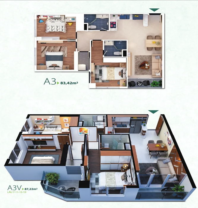thiết kế căn hộ a3 resgreen tower