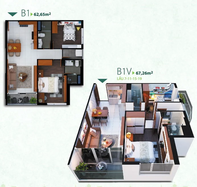 thiết kế căn hộ b1 resgreen tower