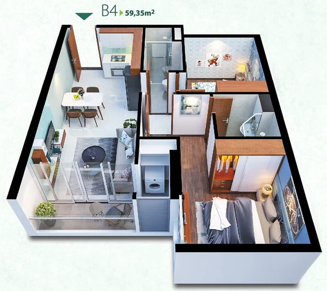 thiết kế căn hộ b4 resgreen tower