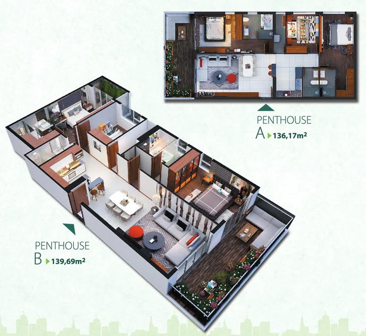 thiết kế căn hộ penthouse resgreen tower